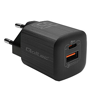 Зарядное устройство для мобильных устройств Qoltec 50764 Ноутбук, портативная игровая консоль, внешний аккумулятор, смартфон, умные часы, планшет Черный AC Быстрая зарядка в помещении