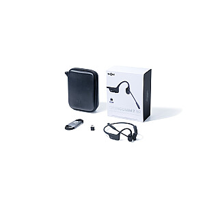 SHOKZ OpenComm2 UC Беспроводная Bluetooth-гарнитура для видеоконференций с костной проводимостью и адаптером USB-C | 16 часов в режиме разговора, радиус действия беспроводной связи 29 м, время зарядки 1 час | В комплект входит микрофон с шумоподавлением и адаптер, черный (C110-AC-BK)