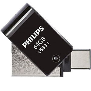 Флеш-накопитель PHILIPS USB 3.1/USB-C Midnight, черный, 64 ГБ