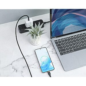 AUKEY CB-NCC2 USB-C Type-C Power Delivery PD 60W 3A 1,8m neilons, melns