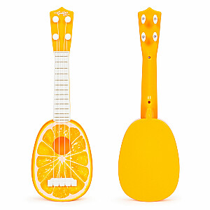 Bērnu ukuleles ģitāra, četras stīgas, oranža.