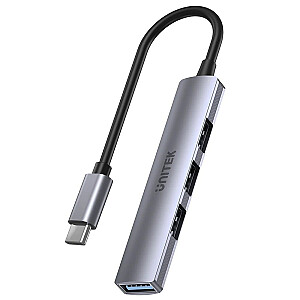 UNITEK HUB USB-C 1XUSB-A 5 ГБ/с, 3XUSB-A 2.0 ALU