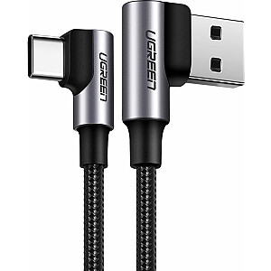 USB kabelis Ugreen USB kabelis - USB-C, leņķveida UGREEN US176, 3A, 0,5 m (melns)