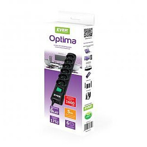 Ever Optima 5m Black 6 AC Outlets 250V