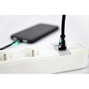 Gembird Smart Power Strip ar USB lādētāju, 4 franču kontaktligzdas, balts