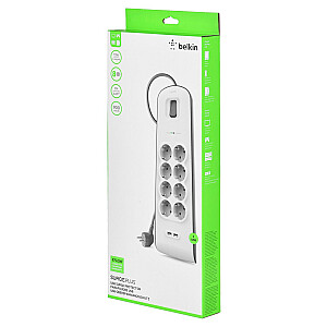 Belkin Surge Protector BSV804VF2M White 8 AC Outlets 2m