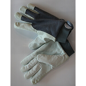 Теплые перчатки из гладкой кожи с зажимом, размер 10.