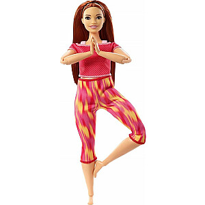 Кукла Барби Mattel Made to Move — гимнастка с цветочным рисунком, красный наряд (FTG80/GXF07)