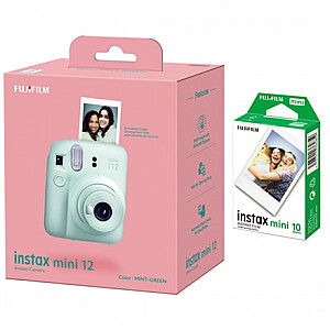 Fujifilm Instax Mini 12 Camera + Instax Mini Glossy (10pl) Mint Green 800