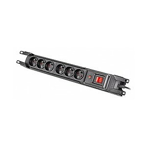 Armac M6 Rack 19" | Pagarinātāja kabelis | pārsprieguma aizsargs, 6 ligzdas, kabelis 1,5 m, melns