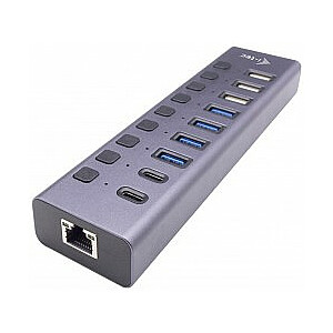 i-tec USB 3.0/USB-C uzlādes centrmezgls, 9 porti, LAN + 60 W jauda