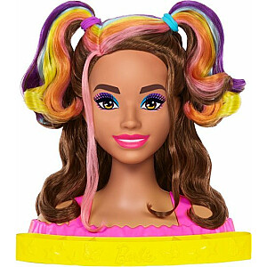 Mattel Barbie Doll Stilīga galva Neona varavīksnes brūni mati + aksesuāri krāsa HMD80