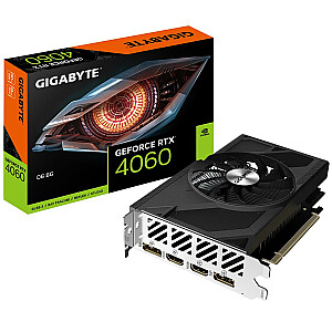 Видеокарта GIGABYTE NVIDIA GeForce RTX 4060 8 ГБ GDDR6 128 бит PCIE 4.0 16x двухслотовый вентилятор 2xHDMI 2xDisplayPort GV-N4060D6-8GD