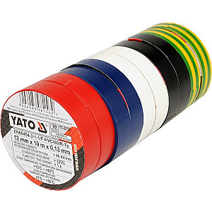 Izolācijas lente Yato 12mm x 10m krāsa 10gab (YT-8156)