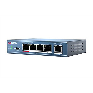 Hikvision Switch DS-3E0105P-E Unmanaged Desktop 10/100 Mbps (RJ-45) ports quantity 4 1 Gbps (RJ-45) ports quantity 1 PoE ports quantity 4 Power supply type  51V DC, 1.25A