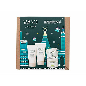 Komplekts My Waso Essentials Shikulime Gel-To-Oil Cleanser 30 ml + Shikulime Mega Hydrating Moisturizer 15 ml + Satocane Pore Purifyting Scrub Mask 30 ml + Yuzu-C Beauty Sleeping