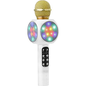 Goodbuy LED 360 караоке микрофон с динамиком bluetooth | 5 Вт | aux | голосовой модулятор | USB | Micro SD белый