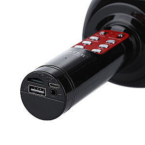 Goodbuy LED 360 karaoke mikrofons ar Bluetooth skaļruni | 5W | aux | balss modulators | USB | Micro SD melns