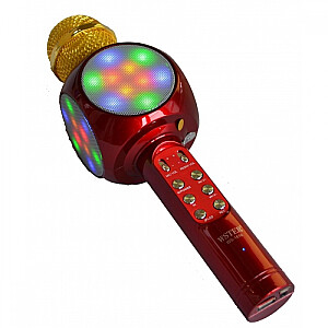 Goodbuy LED 360 караоке микрофон с динамиком bluetooth | 5 Вт | aux | голосовой модулятор | USB | Micro SD красный