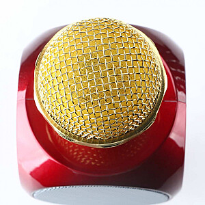 Goodbuy LED 360 karaoke mikrofons ar Bluetooth skaļruni | 5W | aux | balss modulators | USB | Micro SD sarkans