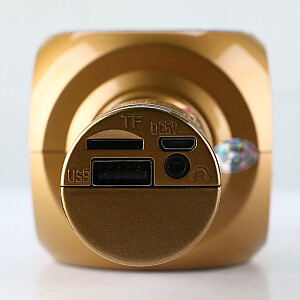 Goodbuy LED 360 karaoke mikrofons ar Bluetooth skaļruni | 5W | aux | balss modulators | USB | Micro SD zelta krāsā