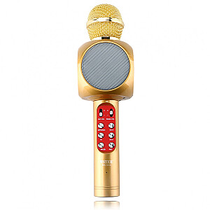 Goodbuy LED 360 караоке микрофон с динамиком bluetooth | 5 Вт | aux | голосовой модулятор | USB | Micro SD золотой цвет