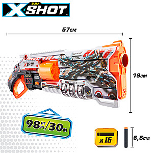 Пистолет с 16 порол. пульками 30 метров дальность X-Shot Lock Blaster ZURU 8+ лет CB47144