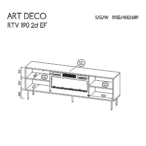 ART DECO EF RTV skapis+kamīns 190,5x40x68,9 riekstkoks