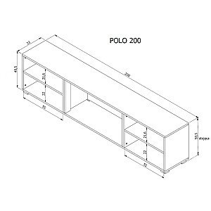 RTV skapis POLO 180x33x39 balts + kamīns melns