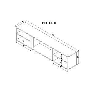 RTV шкаф POLO 180х33х39 черный +камин черный