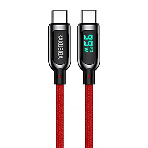 KAKUSIGA KSC-599 USB-C -> USB-C кабель для зарядки 100 Вт | ЖК-дисплей | 120 см красный