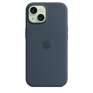 Силиконовый чехол MagSafe для Apple iPhone 15 — темно-синий