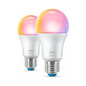 WiZ, Lampa, 8,5 W, 2200-6500 (RGB), A60, E27, 2 gab. Gaismas avots