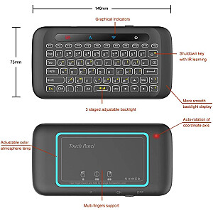 Мини-беспроводная клавиатура Fusion H120 + тачпад для ПК | PS4 | Xbox | Смарт ТВ | Андроид черный