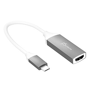Адаптер J5create USB-C — 4K HDMI (USB-C m — 4K HDMI f 10 см; цвет: серебристо-белый) JCA153G-N