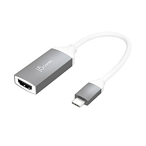 Адаптер J5create USB-C — 4K HDMI (USB-C m — 4K HDMI f 10 см; цвет: серебристо-белый) JCA153G-N