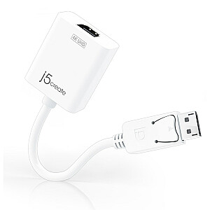 Адаптер j5create Активный адаптер DisplayPort — 4K HDMI (DisplayPort m — 4K HDMI f 16 см; цвет белый) JDA158-N