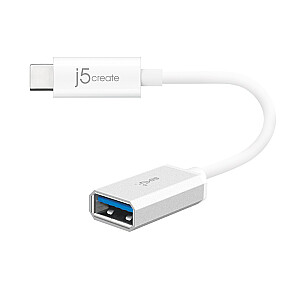 Адаптер j5create USB-C 3.1 на адаптер Type-A (USB-C m — USB3.1 f 10 см; цвет белый) JUCX05-N