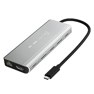 J5create Multiport Hub USB4 8K dokstacijas centrmezgls 1x8K HDMI/2xUSB3.2/2xUSB-C/RJ45 2.5G sudraba JCD403-N