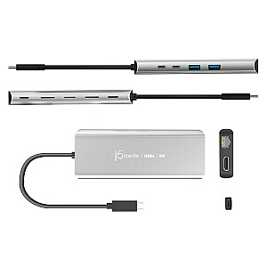 Многопортовый концентратор J5create USB4 8K Док-станция-концентратор 1x8K HDMI/2xUSB3.2/2xUSB-C/RJ45 2,5G Серебристый JCD403-N