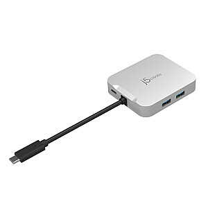 j5create 4K60 4K60 Elite USB-C PD Многопортовый адаптер док-станции 1x4K HDMI/2xUSB 3.1/1xUSB-C/1xRJ45 Gigabit; серебристый цвет JCD391-N