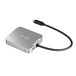 j5create 4K60 4K60 Elite USB-C PD Многопортовый адаптер док-станции 1x4K HDMI/2xUSB 3.1/1xUSB-C/1xRJ45 Gigabit; серебристый цвет JCD391-N