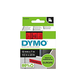 Marķēšanas lente DYMO D1 12mmx7m melna/sarkana