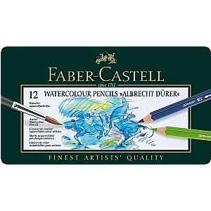 Akvareļzīmuļi metāla kārba Faber-Castell Albrecht Dürer 12 krāsas