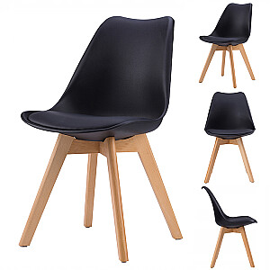 Krēsla, viesistabas un ēdamistabas krēslu komplekts ar spilvenu, Black ModernHome
