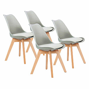 Krēsla, viesistabas un ēdamistabas krēslu komplekts ar spilvenu, gaiši pelēks ModernHome