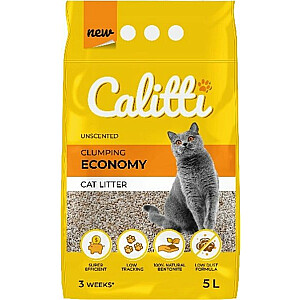Kaķu pakaiši Calitti Bentonite kaķu pakaiši bez smaržas Economy 5l