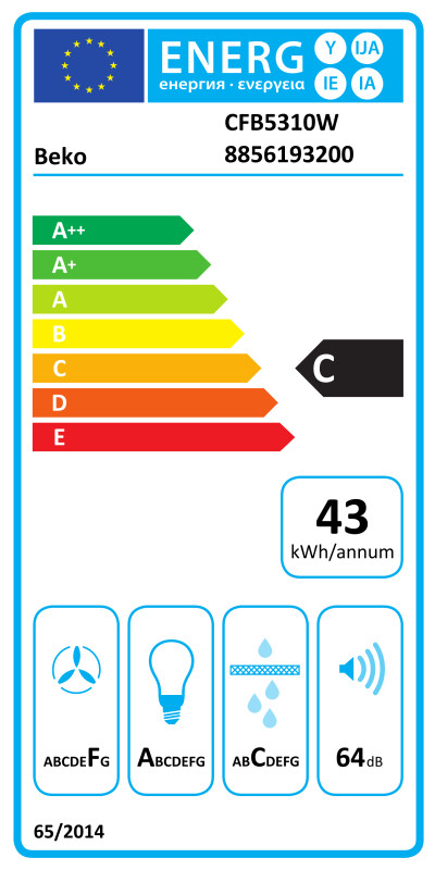 Tvaika nosūcējs Beko CFB 5310 X 125 m3/h Iebūvēts