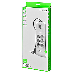 Belkin BSV604ca2m White 6 AC Outlets 2m