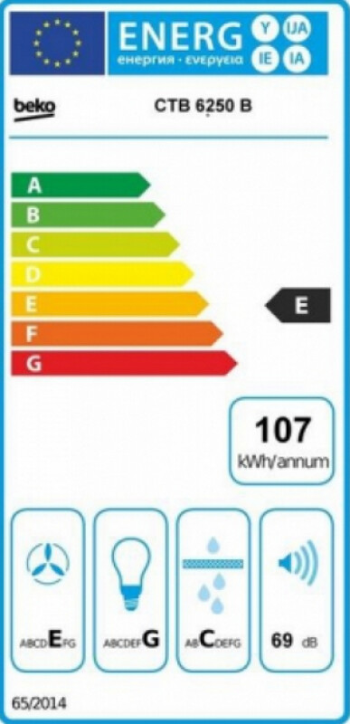 Pārsegs Beko CTB6250B 420 m3/h Daļēji padziļināts (izvelkams) Melns